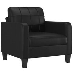 Trīsdaļīgs dīvānu komplekts ar spilveniem, melna mākslīgā āda cena un informācija | Dīvāni | 220.lv