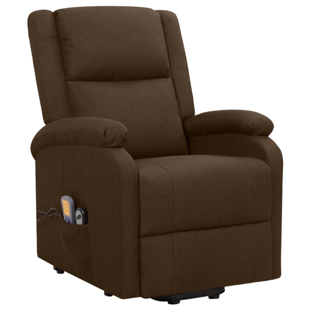 masāžas krēsls, paceļams, tumši brūns audums cena un informācija | Atpūtas krēsli | 220.lv