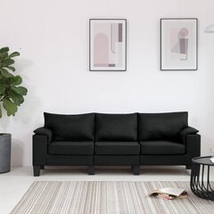 Trīsvietīgs dīvāns, melns cena un informācija | Dīvāni | 220.lv