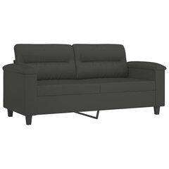 divvietīgs dīvāns, 140 cm, tumši pelēks mikrošķiedras audums cena un informācija | Dīvāni | 220.lv