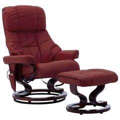 masāžas krēsls, atgāžams, vīnsarkana mākslīgā āda, liekts koks cena un informācija | Atpūtas krēsli | 220.lv