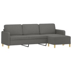 trīsvietīgs dīvāns ar kājsoliņu, 210 cm, tumši pelēks audums cena un informācija | Dīvāni | 220.lv