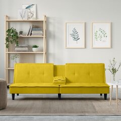 Dīvāns ar glāžu turētājiem , 200x89x70 cm, dzeltens cena un informācija | Dīvāni | 220.lv
