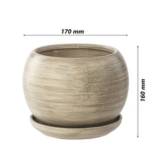 Ziedu podiņš Ziedu stādītājs Betona bumba Ziedu trauks ar apakštasīti Apaļš WxH 170 mm x 160 mm Virsma Matēta keramika Modern Glamour cena un informācija | Puķu podi | 220.lv