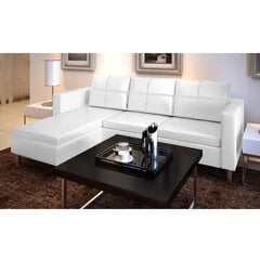 stūra dīvāns, trīsvietīgs, balta mākslīgā āda cena un informācija | Stūra dīvāni | 220.lv