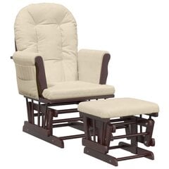 šūpuļkrēsls ar kāju balstu, krēmbalts audums cena un informācija | Atpūtas krēsli | 220.lv