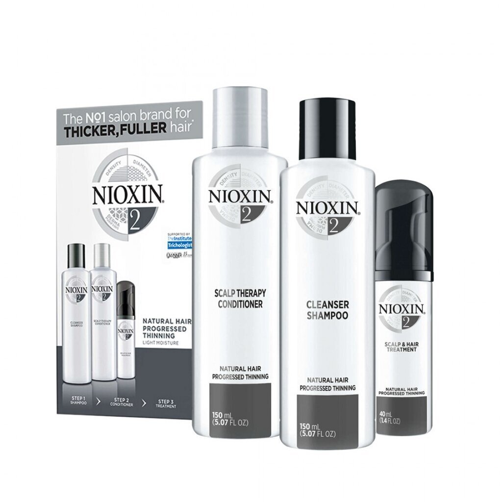 Retu dabīgo matu kopšanas līdzekļu komplekts Nioxin System 2: šampūns 150 ml + kondicionieris 150 ml + serums 40 ml цена и информация | Šampūni | 220.lv