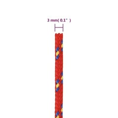 laivu virve, sarkana, 3 mm, 100 m, polipropilēns цена и информация | Принадлежности для лодок и байдарок | 220.lv