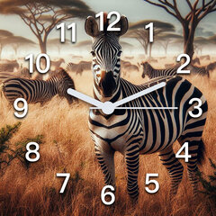 Sienas pulkstenis zebra Āfrikas dzīvnieki bērniem 60x60 cm цена и информация | Часы | 220.lv