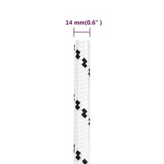 pīta laivu virve, balta, 14 mm, 250 m, poliesters цена и информация | Принадлежности для лодок и байдарок | 220.lv