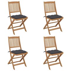 saliekami dārza krēsli ar matračiem, 4 gb., akācijas masīvkoks cena un informācija | Dārza krēsli | 220.lv