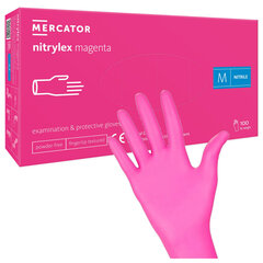 MERCATOR NITRYLEX MAGENTA Nitrilas cimdi rozā krāsā izmērs M 100 gab. cena un informācija | Darba cimdi | 220.lv