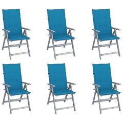 atgāžami dārza krēsli ar matračiem, 6 gab., akācijas masīvkoks cena un informācija | Dārza krēsli | 220.lv