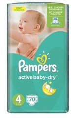 Памперсы Active Baby Dry Подгузники 4, 9-14кг, 70 штук цена и информация | Подгузники | 220.lv