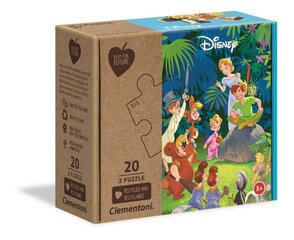 Clementoni: 2x20el puzzle. Spēlēt nākotnes džungļu grāmatu + Peter Pan cena un informācija | Puzles, 3D puzles | 220.lv