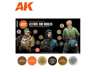 AK Interactive - 3rd generation - Akrils krāsu komplekts Leather and Buckles, AK11620 cena un informācija | Modelēšanas un zīmēšanas piederumi | 220.lv