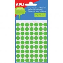 Līmes etiķetes APLI, apaļas, diam., 13 mm, 18 l, zaļas (1 iepakojums) cena un informācija | Kancelejas preces | 220.lv