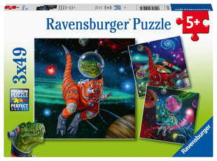 ravensburger puzle 3x49 gab dinozauru pasaule cena un informācija | Puzles, 3D puzles | 220.lv