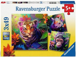 ravensburger puzle 3x49 gab džungļu bērni cena un informācija | Puzles, 3D puzles | 220.lv