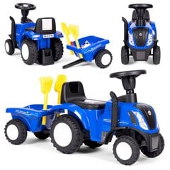 Bērnu interaktīvais traktors ar piekabi, New Holland, 20 cm. x 88 cm. x 43 cm, zils cena un informācija | Bērnu elektroauto | 220.lv