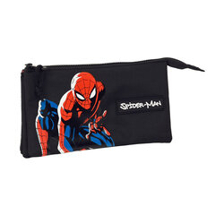 Тройной пенал Spiderman Hero, чёрный (22 x 12 x 3 cм) цена и информация | Пеналы | 220.lv