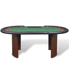 pokera galds 10 personām ar vietu dīlerim, žetonu paplāte, zaļš cena un informācija | Azartspēles, pokers | 220.lv