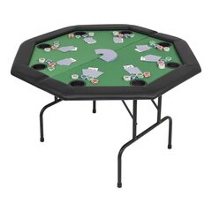 pokera galds, salokāms, 8 spēlētājiem, astoņstūra, zaļš cena un informācija | Azartspēles, pokers | 220.lv