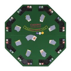 pokera galda virsma, salokāma, 8 spēlētājiem, astoņstūra, zaļa cena un informācija | Azartspēles, pokers | 220.lv