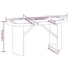 pokera galds ar žetonu trauku, 10 personām, 160x80x75 cm cena un informācija | Azartspēles, pokers | 220.lv