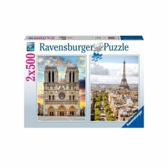 Головоломка Ravensburger Paris & Notre Dame 2 x 500 Предметы цена и информация | Пазлы | 220.lv