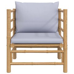 dārza dīvāns ar gaiši pelēkiem matračiem, bambuss cena un informācija | Dārza krēsli | 220.lv