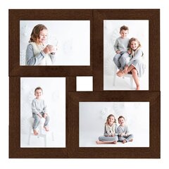 kolāžas foto rāmis, 4x(13x18 cm) attēliem, tumši brūns MDF цена и информация | Рамки, фотоальбомы | 220.lv