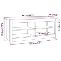 apavu plaukts, 110x38x45,5 cm, priedes masīvkoks cena un informācija | Apavu skapji, apavu plaukti, priekšnama soliņi | 220.lv