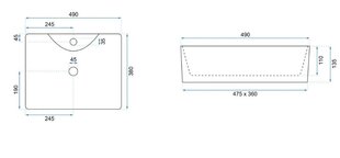 REA Kelly Countertop Pie sienas stiprināma izlietne цена и информация | Раковины | 220.lv