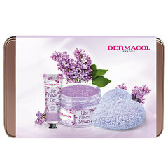 Komplekts Dermacol Lilac Flower Care: roku krēms 30 ml + ķermeņa skrubis 200 g + aromātiskā svece cena un informācija | Ķermeņa skrubji | 220.lv