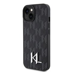 Karl Lagerfeld KLHCP15SPKLPKLK iPhone 15 6.1" czarny|black hardcase Leather Monogram Hot Stamp Metal Logo цена и информация | Чехлы для телефонов | 220.lv