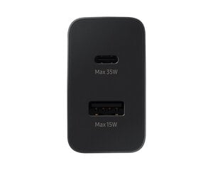 EP-TA220EBE Samsung Dual (USB-C,USB-A) 35W Travel Charger Black (OOB Bulk) цена и информация | Зарядные устройства для телефонов | 220.lv