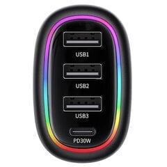 USAMS Ład. sam. 1xUSB-C 3xUSB-A C34 48W 3A+C PD Fast Charge czarny|black CC170CC01 (US-CC170) цена и информация | Зарядные устройства для телефонов | 220.lv