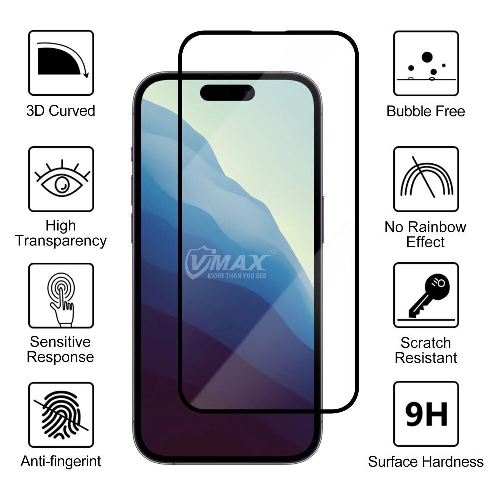 Vmax 9D Tempered Glass cena un informācija | Ekrāna aizsargstikli | 220.lv