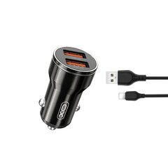 XO car charger CC48 2x USB 2,4A black + Lightning cable цена и информация | Зарядные устройства для телефонов | 220.lv