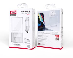 XO wall charger CE04 PD 65W QC 4 45W 1x USB 2x USB-C white + USB-C – Lightning cable цена и информация | Зарядные устройства для телефонов | 220.lv