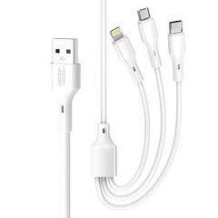 XO cable NB230 3w1 USB - Lightning + USB-C + microUSB 1,0m 2,4A white цена и информация | Кабели для телефонов | 220.lv