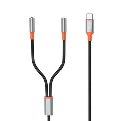 XO cable audio 2in1 NB-R269B 3.5mm USB-C - socket 3.5mm jack | socket 3.5mm jack 1,2 m black цена и информация | Кабели для телефонов | 220.lv