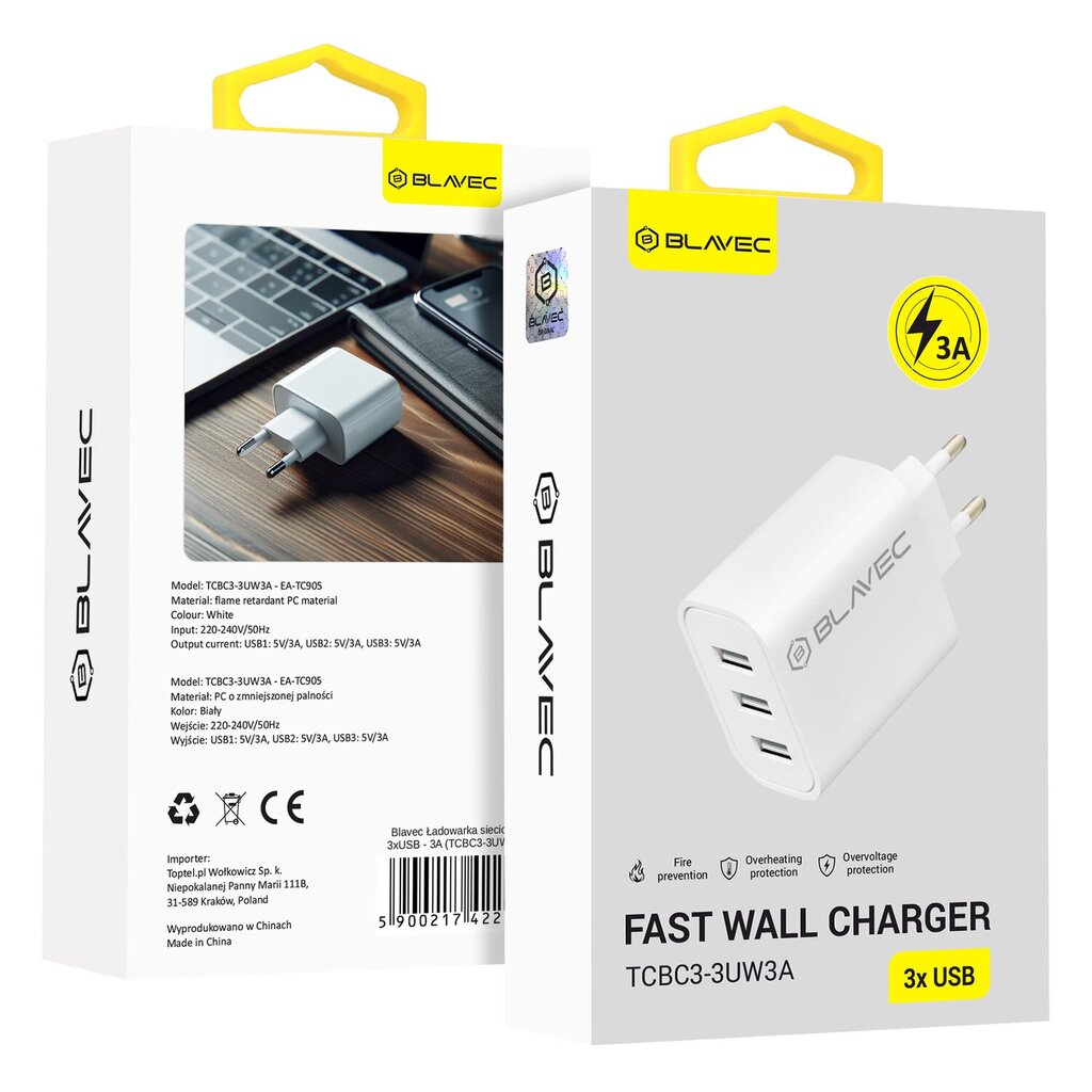 Blavec Wall charger BC3 cena un informācija | Lādētāji un adapteri | 220.lv