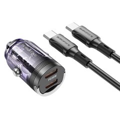 Borofone Car charger BZ29B Outstanding - 2xType C - PD 36W 3A with Type C to Lightning cable transparent-purple цена и информация | Зарядные устройства для телефонов | 220.lv