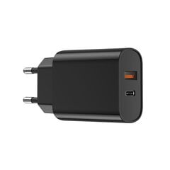 WIWU wall charger Wi-U002 PD + QC 20W 1x USB 1x USB-C black цена и информация | Зарядные устройства для телефонов | 220.lv