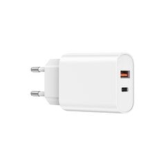 WIWU wall charger Wi-U002 PD + QC 20W 1x USB 1x USB-C white цена и информация | Зарядные устройства для телефонов | 220.lv