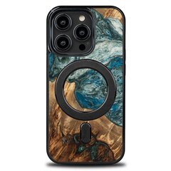 Wood and Resin Case for iPhone 14 Pro MagSafe Bewood Unique Planet Earth - Blue-Green цена и информация | Чехлы для телефонов | 220.lv