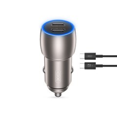 XO car charger CC51 PD 40W 2x USB-C gray + USB-C - USB-C cable цена и информация | Зарядные устройства для телефонов | 220.lv