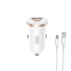 XO car charger CC56 PD 30W QC 1x USB 1x USB-C white + USB - USB-C cable цена и информация | Зарядные устройства для телефонов | 220.lv